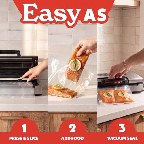 Image of Gourmia Vacuum Sealer - Food Preservation System with Marinate Mode and Vacuum Hose, Pulse Control, LED Display, Built-In Cutter, Gentle & Normal Vacuum Options, Stainless Steel