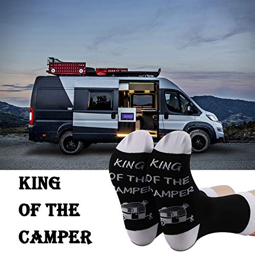 GJTIM Queen of the Camper Socks - Outdoor Camping Novelty Socks RV Gift - Happy Camper Gift King4