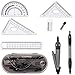 8 Pièces Compass Set, Compas Scolaire Ensemble Outil de Géométrie, Compris le Dessin de Boussole, Rapporteur, Règle, Recharge de Crayon, pour Dessin, Modèle Mathématique