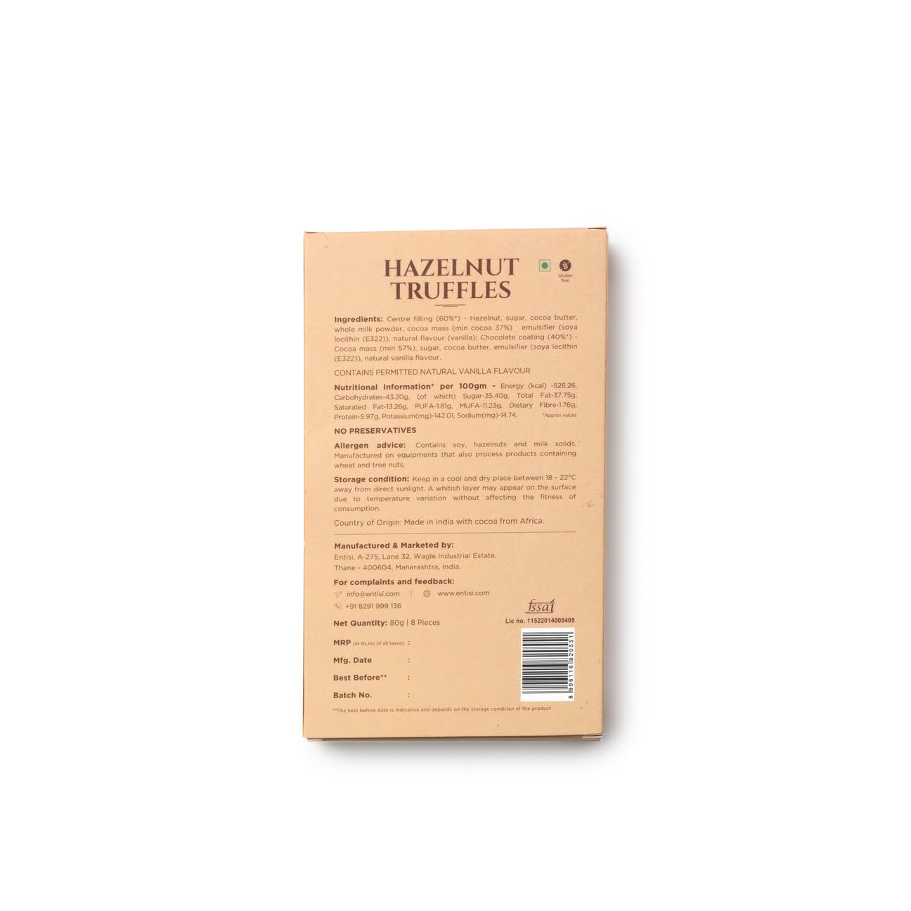 Entisi Hazelnut Chocolate Truffles - (8 pcs) 1