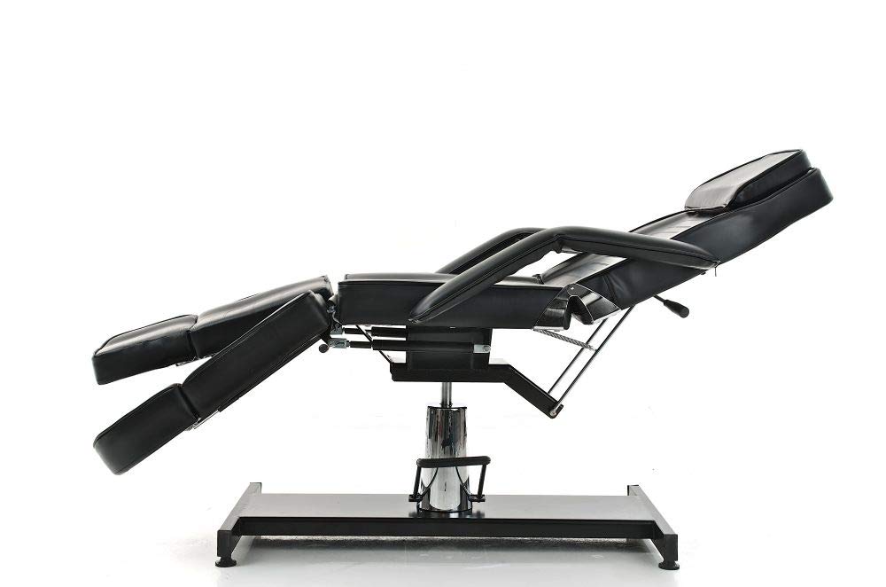 CLP Kosmetikliege SPLIT, Fußteil geteilt, Armlehnen abnehmbar, höhenverstellbar 60-75 cm, auch als Massageliege nutzbar Schwarz