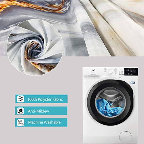 Shower Curtain Bath Abstract Design Fabric Decorations Bathroom Decor Sets with Hooks (Marble Ink Texture, 72" W x 84" L)