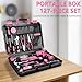 JENABOM Tool Set：Pink Tool Kit with 8V Cordless Drill, Tool Box with Drill, Hand Drill Set for Men & Women, Home Tool Kits for House Repair, Handyman, DIY 127 Piece