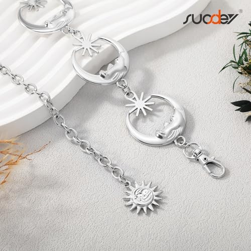 Image of Metal Body Chain Women Girls Belly Waist Chain SUOSDEY Fashion Body Jewelry with Hollow Sun Moon Carving Body Link Belts for Jeans Dresses