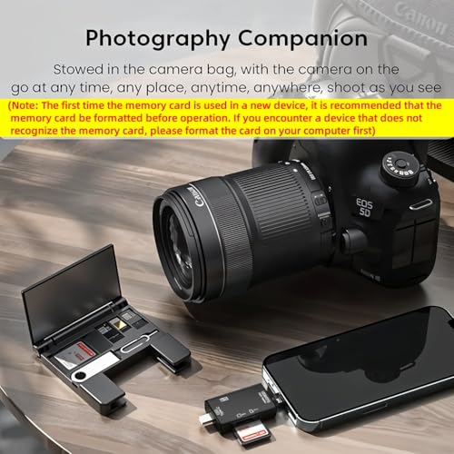 Image of Verilux 5 in 1 Card Reader with Storage Case for Micro SD & SD Cards, Memory Card Reader with Type-C & USB Dual Plugs, USB & TF & SD Cards Ports and Mobile Phone Card pin for Phone, Tablet, Laptop