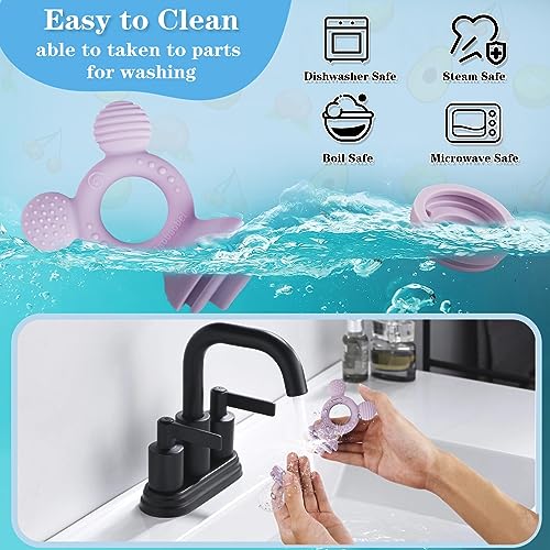 Image of Baby Fruit Feeder, Frozen Teething Toys for Babies, Teether Pacifier with 3 Extra Teats, Eating Essentials, BPA Free Baby Feeding Supplies (Lavender)
