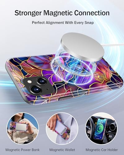 Bemal Cute Floral Case for iPhone 14/iPhone 13,Wireless Charging Compatible - 2