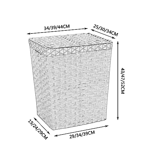 Panier à linge en plastique imitation rotin résistant avec doublure textile amovible