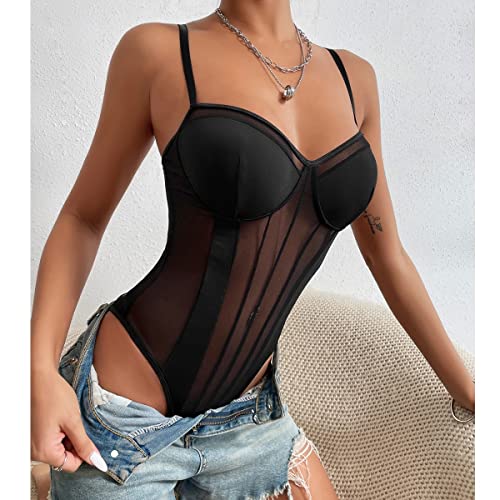 Body-Mujer-Sexy-Transparente-Tirantes-Bodysuit-sin-Mangas-Malla-Elastica-Ropa-Interior-Body-Mono-Leotardo-Backless-Jumpsuit-Fashion-Encaje-Going-Out-Tops