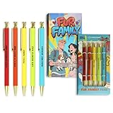 YUNCHUN 5PCS Pens for Men Women, Ballpoint Pens with Sayings, Family Gag Gift Sets with Fur Family Sayings, Smooth Ballpoint Pens for Writing, Medium Point (Black Ink)