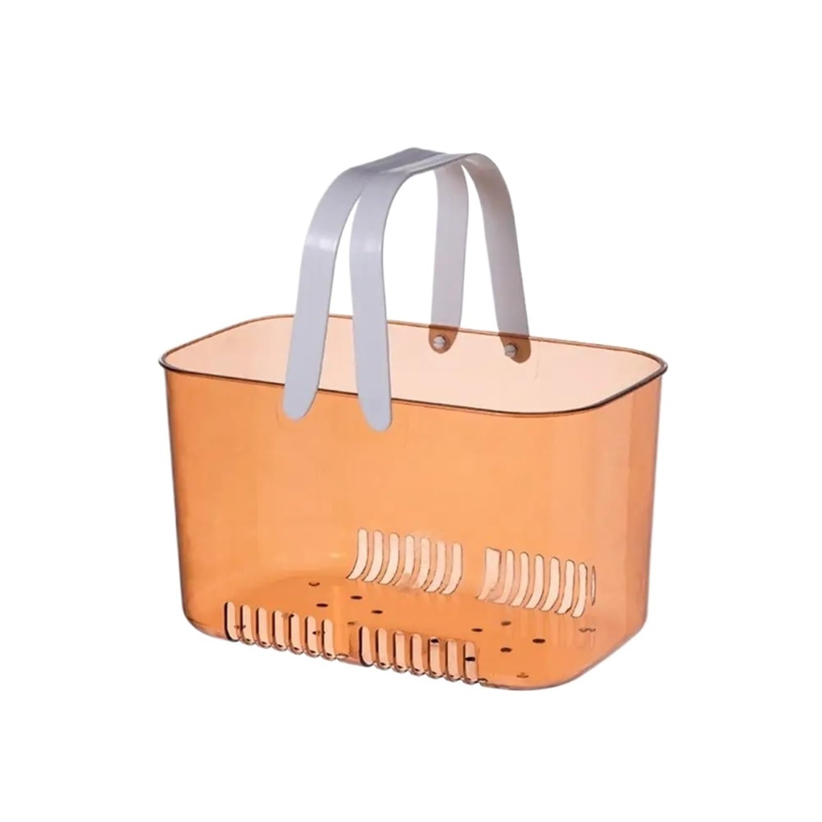 BAYNOPURIN Shower Bag Bottom Hollow Bathroom Storage Easy To Drain Swim Basket Durable Portable With Transparent Handles(Orange)