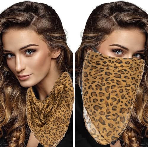 Women’s Stylish-Leopard Print Lightweight Square-Scarf - Hip Hop Street Style Head Wrap Elegant Silk Feeling Head Scarf for Women4