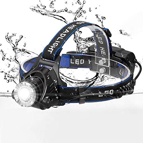 VOVOVO Linterna Frontal LED USB Recargable, Función de Zoom, Linterna Frontal de Led, 4 Modos de Luz Linternas Frontales Ajustables con Ángulo De 90 Grados para Correr, Andar