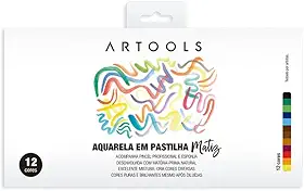 Aquarela em Pastilha Matiz ARTOOLS Estojo 12 Cores