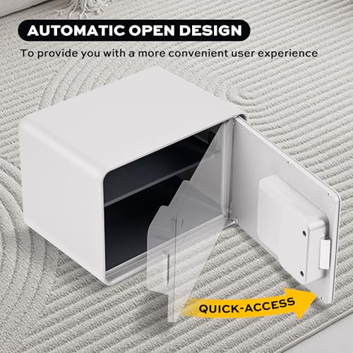 Biometric Safe for Home, 0.6 Cube Feet Auto-Open Fingerprint Safe with Touch Screen, Alarm System & Removable Shelf, Small Money Box for Cash, Jewelry, Documents, Home Office Use,White by Locksworth - Used condition - Image 2
