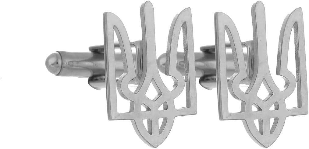Men's Cufflinks Ukrainian Symbol Cufflink Charm Stainless Steel Cutout Design Shirt Cuff Buttons for Husband