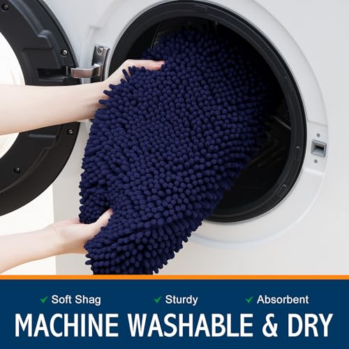 Image of Smiry Soft Chenille Bathroom Toilet Lid Cover, Machine Washable Covers, 17.5x15, Fits Most Round, Elongated and Oblong Lids, Accessories Decor, Navy Blue