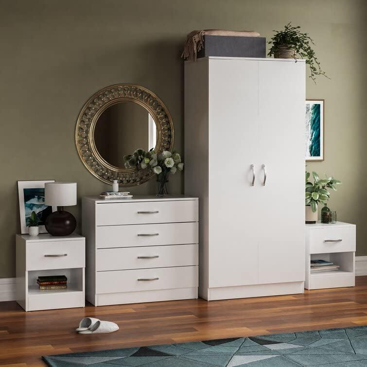 Vida Designs Riano 4 Piece Bedroom furniture Set, 2 x 1 Drawer Bedside ...