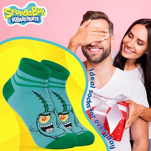 SpongeBob Squarepants Mens Ankle Socks, Soft and Breathable Socks Pack of 5 - Gifts for Him3