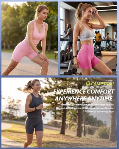 Image of CAMPSNAIL 4 Pack Biker Shorts for Women High Waist - 5 inch /8 inch Tummy Control Soft Athletic Yoga Workout Running Gym Shorts