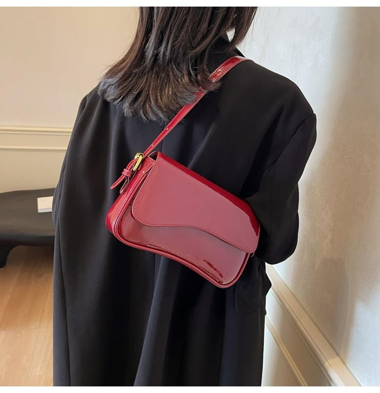 Image of Shoulder Bags for Women Y2K Purse Trendy Cherry Hobo Handbags Vegan Leather Clutch Saddle Bag with 2 Removable Strap