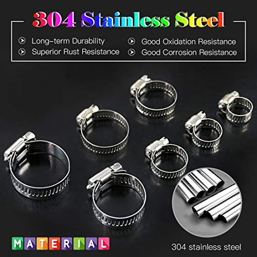 Glarks 50 Piece 8-38Mm Range Stainless Steel Adjustable Worm Gear Hose Clamps Assortment Kit For Water Pipe #TOP2