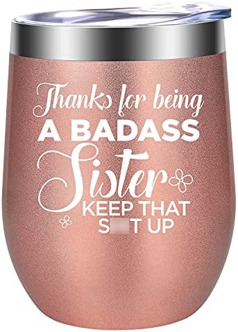 LEADO Funny Gifts for Sister, Sister in Law - Sister Gifts, Sisters Gifts from Sister, Brother - Thank You, Mothers Day, Birthday Gifts for Sister, Little, Big Sister, Soul Sister Wine Tumbler