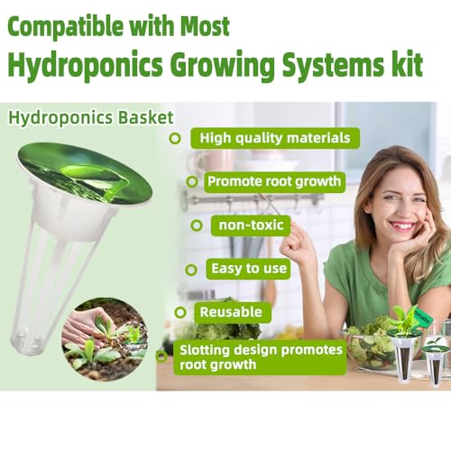Image of 101pcs Hydroponic Pods Kit - Grow Anything Seed Pods with 30 Grow Sponges, 30 Labels, 15 Grow Baskets & Domes 10 Plant Tags and 1 tweezer | Fits Most Indoor Gardening Planting Systems