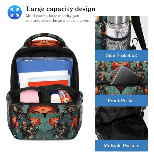 Sac à dos Fight for Red Heart 51 avec trousse pour l'école et les voyages scolaires des ados