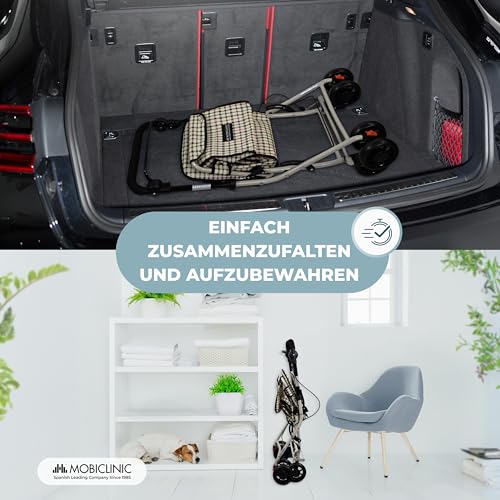 Mobiclinic®, Einkaufstrolley rollator, Gehwagen mit großer einkaufstasche und sitz, 21l, Faltbar leicht, Einkaufswagen, Doppeltes bremssystem, Gehhilfe, Aus stahl, Stabil – Bild 6