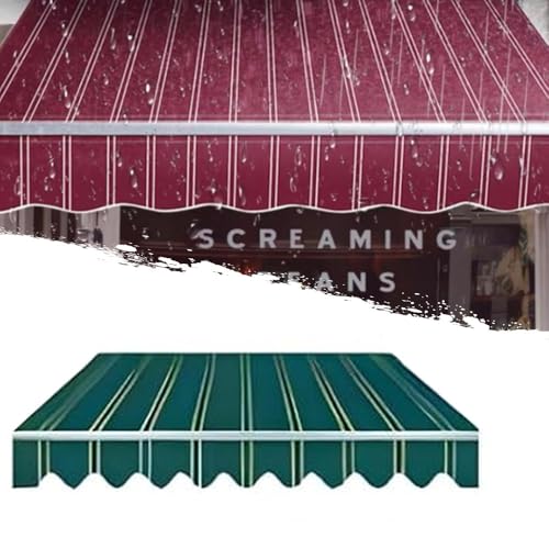 Toile de rechange pour auvent rétractable 2x1,5m rayée rouge vert