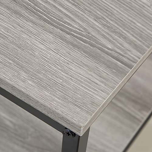 Kirkical 20 Inch 2 Tiers Square End Table With Metal Frame,Rustic Grey Fridge Stand Side Table Sturdy Easy Assembly Simple Style For Living Room Bedroom(Set Of 1) #TOP5