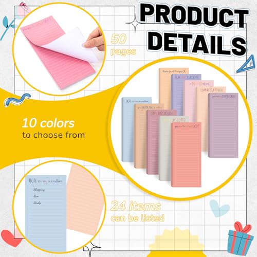 Image of Censen 10 Pack 500 Sheets to Do List Notes Daily Checklist Notepad with 50 Sheets Undated Memo Pad Color Block Shopping List Weekly Plan Notepad Organizer Planners (Morandi,Motivation Words) | Note Book 517 Sheets Colorful Memo Pad Office School Supplies Planner Shopping Weekly Plan Task Organizer Tear-off Design