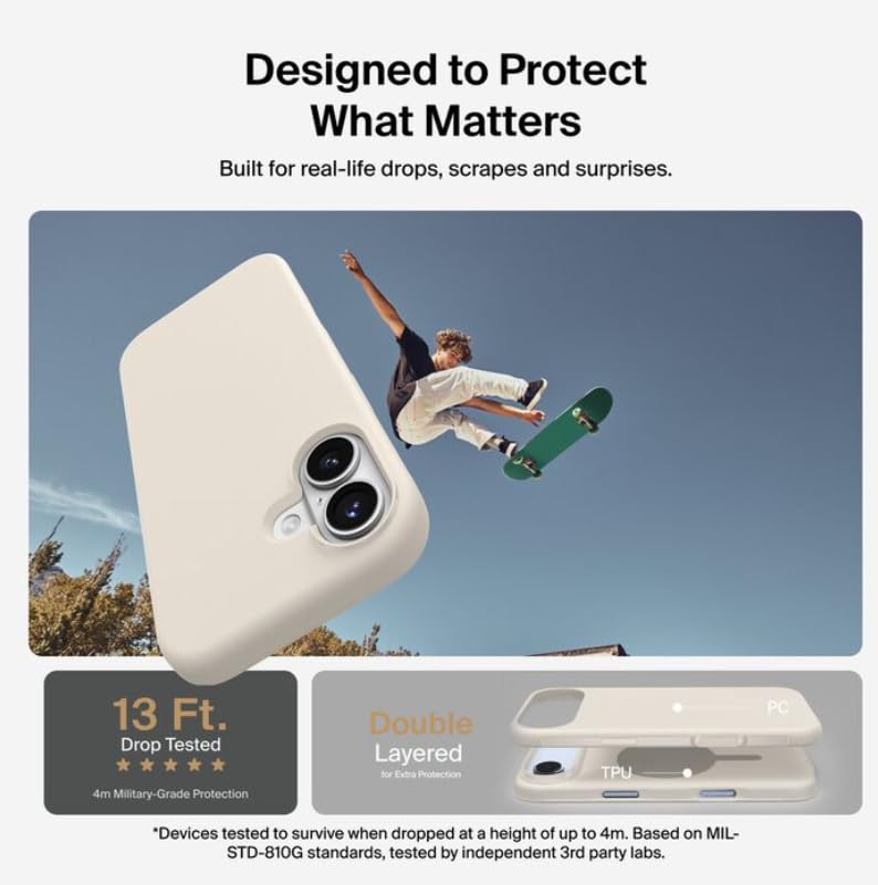 Image of Belkin iPhone 17 Case MagSafe, Dual Layer, Drop Protection, Sand