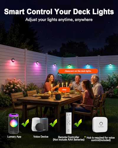 Image of Lumary Smart Low Voltage Deck Lights with Hub, IP65 Waterproof, 6 Pack