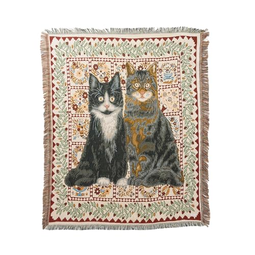 ジュビリー(Jubilee) 猫 犬 デザイン ジャガード織 スローケット 大判 アソート 130x160cm ひざ掛け ブランケット A.【 0103 】のサムネイル