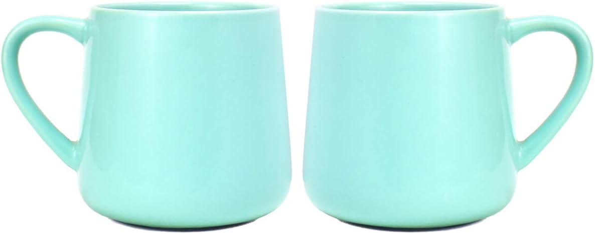 Bosmarlin Glossy Ceramic Coffee Mugs Set of 2, Tea Cup for Office and Home, 18 oz, Suitable for Dishwasher and Microwave(Mint Green, 2)
