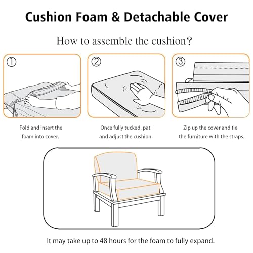 Localive 22x24 inch Outdoor Deep Seat Patio Cushions Set of 2, Water-Resistant Deep Seat Bottom with Resilient Foam Filling and YKK Hidden Zipper for Patio Furniture, Beige by Localive - Image 7