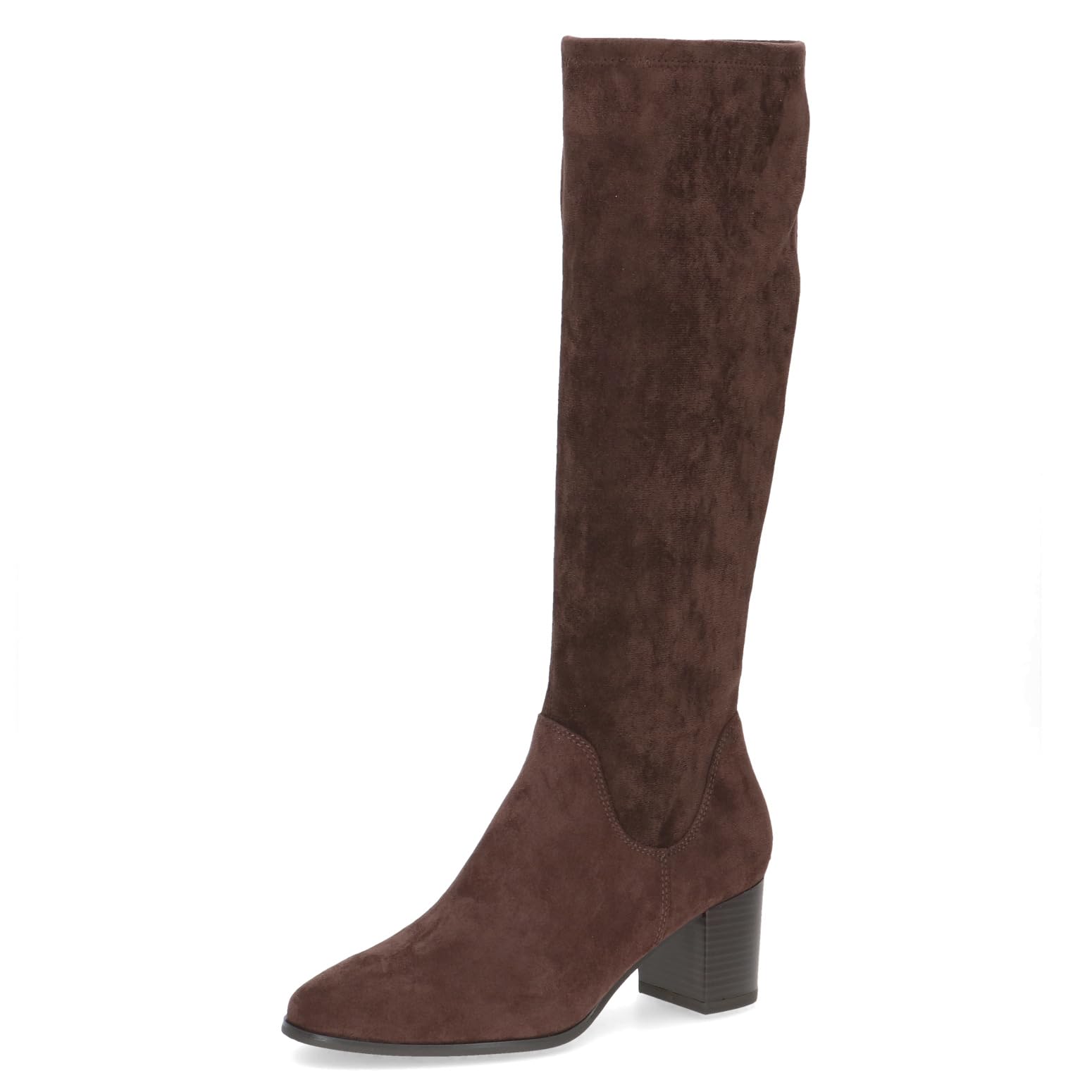 CAPRICE Women's block-heel boots Vegan, Brown (Dk Brn Stretch), 7.5 UK
