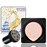 Air Cushion CC Cream Mushroom Head Foundation BB Cream Foundation High Coverage Foundation Long Lasting Moisturizing CC Liquid Foundation,Oily Skin Concealer Makeup (Natural)