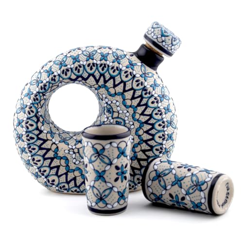 Listado de Licoreras de vidrio, tabla con los diez mejores. 46 Eva Servin Cerámica | Kit de 1 Licorera Dona Mini + 2 Caballitos Tequileros Chicos | Hechos de Cerámica | Diseño 100% Artesanal | Capacidad de 470 ml
