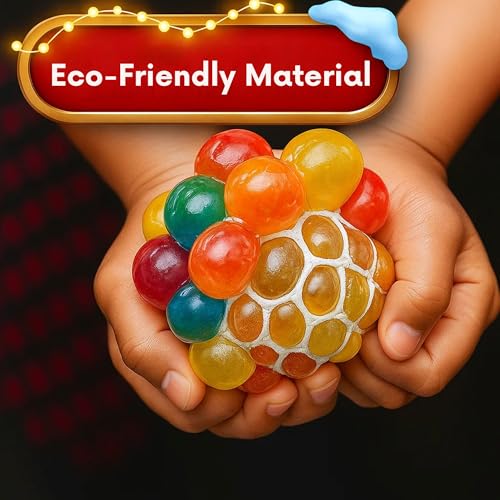 Image of GRAPHENE 2 Pcs Squishy Stress Ball for Kids Squeeze Toy Pressure Relieve Anti-Stress Anti Anxiety Multicolor Magic Slime Mesh Ball Squeeze Grape Balls Return Gifts