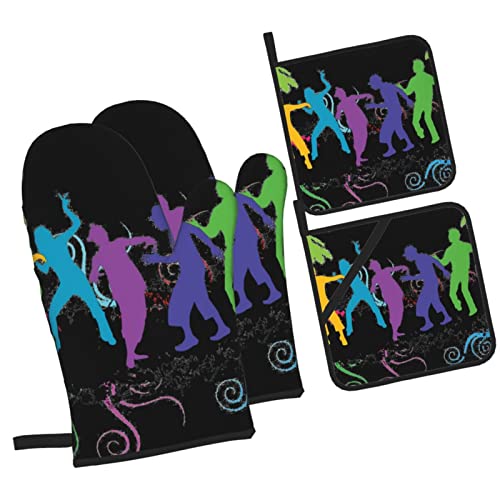 Abstract People Oven Mitts And Pot Holders Sets Of 4 Heat Resistant Oven Gloves And Potholder For Kitchen Bbq Cooking Baking #TOP7