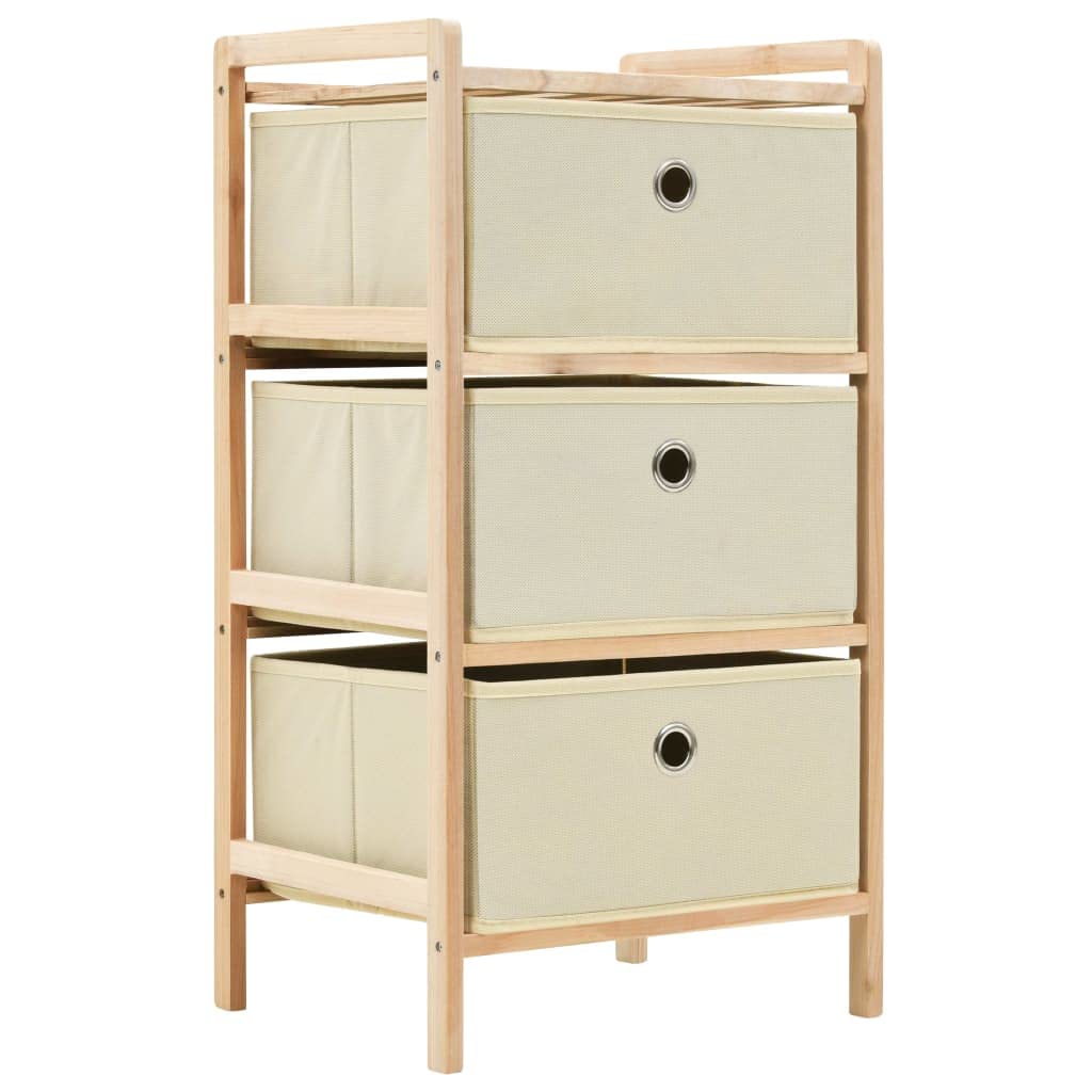vidaXL Étagère de Rangement 3 Paniers Non Tissés Bois de Cèdre Beige Coffre