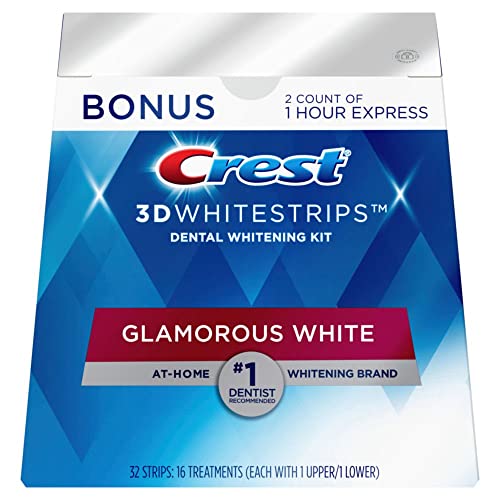 Crest 3D Whitestrips, Glamorous White, Teeth Whitening Strip Kit, 32 Strips (16 Count Pack) -Packaging may vary