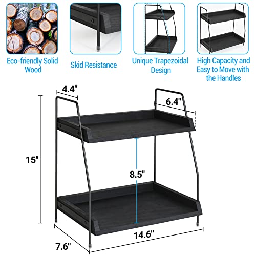 Coffee Bar Accessories And Organizer Countertop, Coffee Station Organizer 2 Tier Kitchen Counter Shelf Organizer,Coffee Condiment Storage,Cup Lid Holder Countertop Shelf For Bathroom,Kitchen(Black) #TOP5