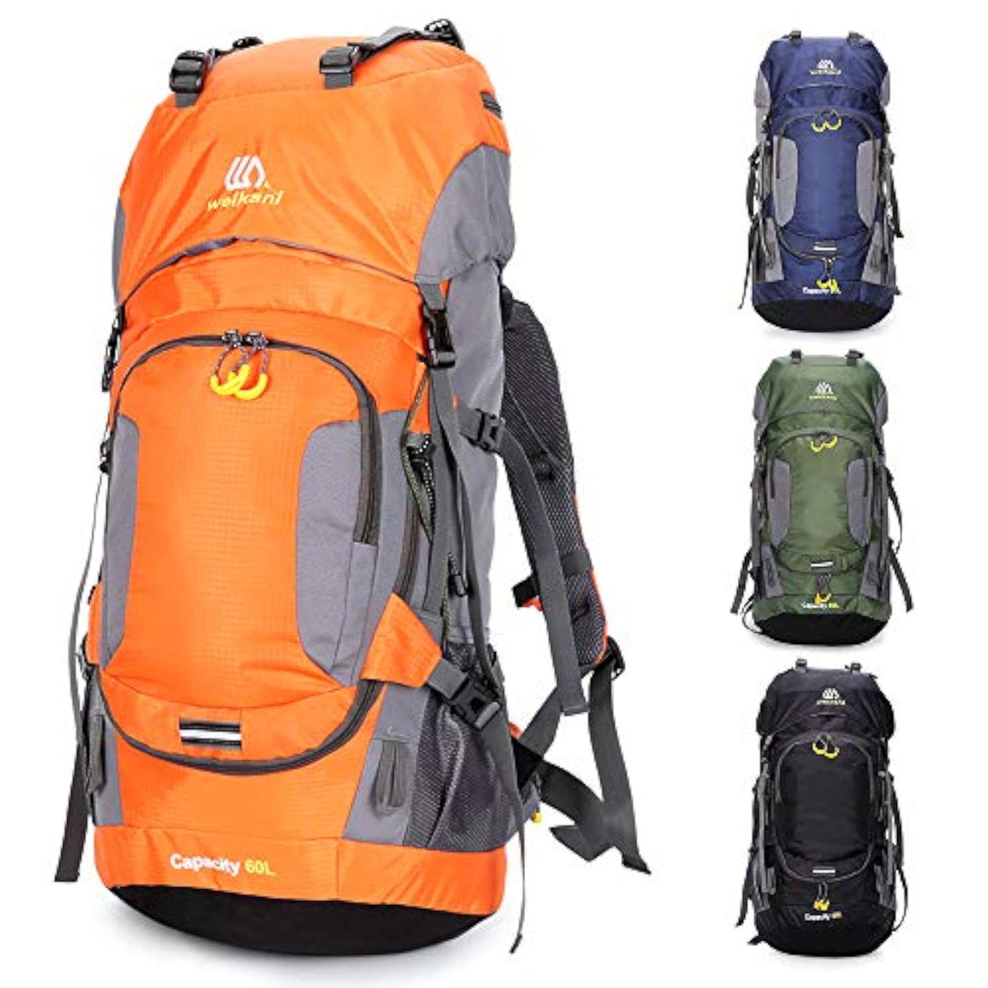 60L Waterproof Hiking Backpack with Rain Cover, Sport Bag