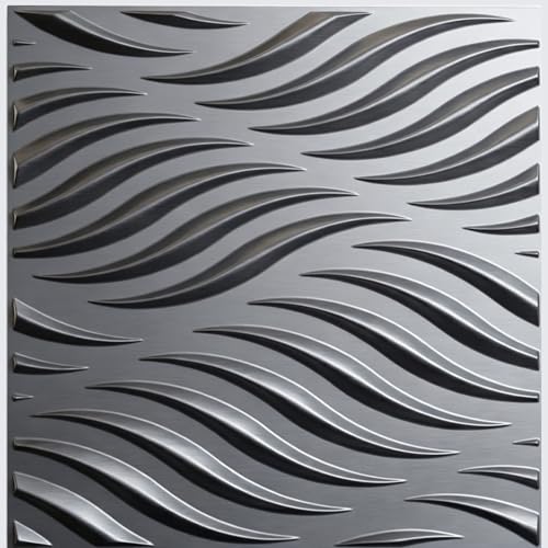 Image of Kayra Decor 3D Wall Panels Wave Design - Wood Gray Color | 19.7 inch x 19.7 inch (Pack of 12) - Covers 32.28 Sq. Ft | Premium Home & Office Wall Decoration