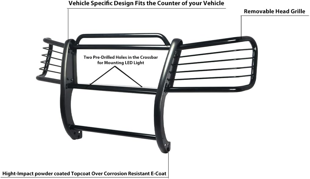 Black Horse Grille brush Bumper Guard Modular Black Compatible with 2002-2009 Chevrolet Trailblazer|2002-2006 Chevrolet Trailblazer EXT-17GK26MA