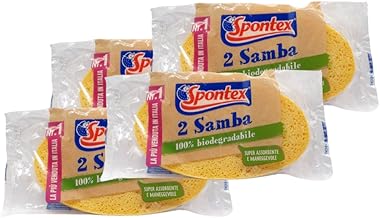 Vegetable Sponge, 2 SAMBA, 100% Biodegradable. Super Absorbent and Handy, Great Practicality (Pack of 2 Sponges) (4 Packs)